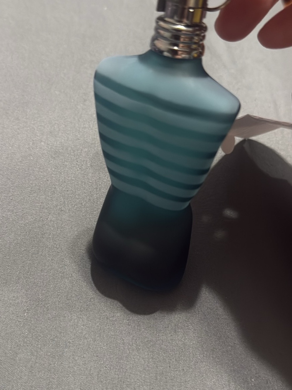 Jean Paul Gaultier Frosted Teal Striped Torso Vase